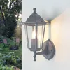 Image de Lampe murale extérieure en verre et aluminium couleur anthracite IP44 pour terrasse, hauteur 36 cm, culot E27, lanterne murale nostalgique verticale pour jardin PARIS