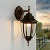 Image de Licht-Erlebnisse Lampe murale extérieure en verre et aluminium noir cuivre IP44 pour terrasse et entrée P:19,5 cm E27 Antique style maison de campagne, lanterne murale rustique extérieure LYON