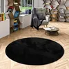 Image de Pearl - Tapis de luxe en fourrure synthétique super douce - Noir - Rond