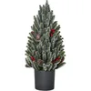 Image de HOMCOM Arbre de Noël artificiel petit sapin de Noël de table 170 branches design enneigé mini sapin de Noël avec socle plastique baies pommes de pin PE PVC vert Ø27 x 47 cm