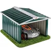 Image de GARDEBRUK® Abri Robot Tondeuse 86x100x63cm Toit à 2 pans métal résistant intempéries 4X piquets Terre Garage Outillage carport Jardin Herbe Vert