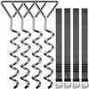 Image de Monzana Piquets d'ancrage Spirales Sangles de Serrage Kit ancrage résistance 900kg Acier Inoxydable Fixations pour Trampoline Sécurité Gris