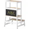 Image de Spielwerk® Tour d'Observation Montessori Blanche Enfant Dès 18 Mois - Chaise Haute Bébé Jouet Bebe 1 an - Cuisine Enfant - Bois de Pin Véritable Sécurisé avec Tableau Noir