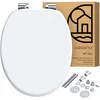 Image de CASARIA® Siège de WC Blanc système d'abaissement automatique MDF abattant standard salle de bain lunette couvercle toilette