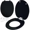 Image de CASARIA® Siège de WC Noir système d'abaissement automatique MDF abattant standard salle de bain lunette couvercle toilette
