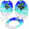 Image de CASARIA® Siège de WC Plage système d'abaissement automatique MDF abattant standard salle de bain lunette couvercle toilette