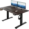 Image de Casaria Bureau réglable en Hauteur électrique Brun 110cm Bureau Assis Debout écran LCD Support Accessoires télétravail