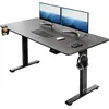 Image de Casaria Bureau réglable en Hauteur électrique Noir 140cm Bureau Assis Debout écran LCD Support Accessoires télétravail