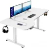 Image de Casaria Bureau réglable en Hauteur électrique Blanc 160cm Bureau Assis Debout écran LCD Support Accessoires télétravail