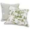 Image de Loberon Mercier Lot de 2 Housses de Coussins - Une Housse au Motif Toile de Jouy Classique - Une Housse à Motif rayé, Vert/Blanc