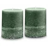 Image de Loberon Oviedo Lot de 2 Bougies - Fabriquées à la Main et teintées dans la Masse - Bougies Longue durée, Vert