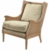 Image de Loberon Greenbrier - Fauteuil rembourré confortable - Finition antique authentique - Tressé à la main - Coton - Rotin - Bois de frêne - Marron antique / Beige