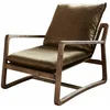 Image de Loberon Fauteuil Jowna, design scandinave, élégant et confortable, housses lavables et amovibles, assise en velours polyester, bois de chêne, vert/marron