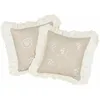 Image de Loberon Clarissa Lot de 2 Housses de Coussins - Tissu Naturel en Coton - Belle Broderie Florale, Gris