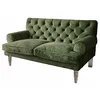 Image de Loberon Canapé Carme, Chesterfield, surpiqué, toucher doux, aspect élégant, housses amovibles, meubles de siège, bois de manguier, velours polyester