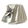 Image de LOBERON Lot de 6 serviettes de table Fibi, blanc