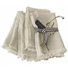 Image de LOBERON Largo Lot de 4 serviettes de table - Pur lin - Ourlet à franges décoratif, lin