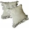 Image de Loberon Therese Lot de 2 Housses de Coussins - Très Belles Broderies - Opulente Base ruchée, Vert