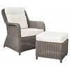Image de Loberon Fauteuil avec tabouret Bromyard, design classique, robuste et durable, avec deux coussins d'assise et un coussin de dossier, meubles de jardin, extérieur, meubles de terrasse, aluminium,