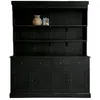 Image de Loberon Armoire L'Escale, grand espace de rangement, étagères ouvertes, quatre tiroirs, deux armoires inférieures, armoire de buffet, rangement, bois de manguier, fer, noir