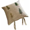 Image de Loberon Jarrier Housse de Coussin - Pur Lin - Motif imprimé sur Le thème de Noël, Beige/Vert