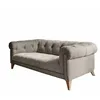 Image de Loberon Canapé Sanbornville Chesterfield Classique Forme Traditionnelle Housse Robuste Rembourrage de Haute Qualité Assise Canapé Hévéa Polyester Taupe
