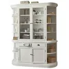 Image de Loberon Armoire Louisiana, verre, zinc, bois de peuplier, env. 208 x 171 x 47 cm, blanc antique