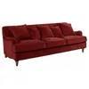 Image de Loberon Canapé Isa avec coussin décoratif, pieds tournés, confort d'assise haut de gamme, design moderne, canapé, siège, bois de pin, bois d'hévéa, velours de polyester, rouge rouille