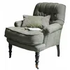 Image de Loberon Fauteuil Gyldford, aspect Chesterfield classique, pieds tournés à la main avec roulettes, structure de surface irrégulière, siège, bois de manguier, coton, viscose, vert