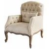 Image de Loberon Leonardsown Fauteuil classique matelassé Chesterfield avec pieds tournés à la main, design à carreaux, assise en bois de manguier, lin, laiton, beige/marron