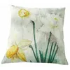 Image de Loberon Misapina Housse de Coussin - Pur Lin - Motif de narcisses à l’Effet Peint, Jaune