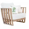 Image de Loberon Fauteuil FSC-100 % Vézère, finition délavée discrète, coussin confortable, amovible et lavable, mobilier de jardin, extérieur, bois d'acacia, fibre oléfine, crème/marron