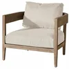 Image de Loberon Courtelevant - Fauteuil de jardin - Finition blanc délavé - Housses à séchage rapide et rembourrage à séchage rapide - Ergonomique - Pour extérieur - En teck - Polyester - Gris/marron
