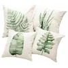 Image de Loberon Marly Lot de 4 Housses de Coussins - Pur Coton - Impression Haut de Gamme, crème/Vert