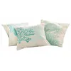 Image de Loberon Vaiea Lot de 3 Housses de Coussins - Composition de Couleurs Douce et agréable - Pur Coton Douillet, Turquoise/Beige