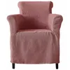 Image de Loberon Chaise Chantellese - Housse amovible - Rembourrage confortable - Accoudoirs hauts - Classique intemporel - Chaise en bois de chêne, coton, jute, vieux rose