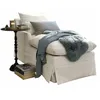 Image de Loberon Chaise longue Téranisse, housse douce et nouée, toucher confortable, avec deux coussins décoratifs, meubles d'assise/chaise longue, bois de pin, bois de caoutchouc, polyester, crème