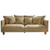 Image de Loberon Canapé Brissonneau, design moderne, avec coussin décoratif, housse robuste, toucher doux, élégance, canapé, siège, bois d'hévéa, bois de pin, polyester, beige