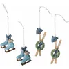 Image de Loberon Lot de 4 décorations à Suspendre Papeta, Bleu