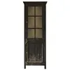 Image de Loberon Armoire Orlancourt - Élégance rustique - Intérieur de couleur contrastée - Grains de bois visibles - Vitrine - Rangement - Bois de sapin - Verre - Noir antique