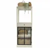 Image de Loberon Orlévine Meuble de four, design industriel maison de campagne, robuste et élégant, armoire haute pour fours commerciaux, meubles de cuisine, bois de manguier, verre, fer, gris