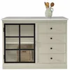 Image de Loberon Orlévine Armoire de rangement supplémentaire et plan de travail Style maison de campagne industrielle Élégance intemporelle Meuble de cuisine Bois de manguier Fer Pierre Gris