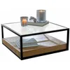 Image de Loberon Westvale Table basse élégante moderne touche industrielle table de salon en fer, bois de chêne, verre, marron/noir