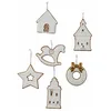 Image de Loberon Lot de 6 décorations à Suspendre Roéline, Blanc/Marron