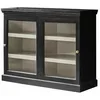 Image de Loberon Sturminster - Commode Sturminster - Charme - Poignées élégantes en laiton - Avec portes coulissantes - Rangement - Vitrine - Bois de manguier - Verre - Noir antique
