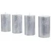 Image de Loberon Braga Lot de 4 Bougies - Travail Artisanal minutieux - Bougies Longue durée, argenté