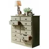 Image de Loberon Ferncliffe Commode à douze tiroirs spacieux, deux poignées au design artistique, rangement, commode en bois de pin, bois de sapin, fer, vert antique
