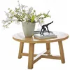 Image de Loberon Table basse Gorivel - Grain de bois naturel - Base robuste - Forme ronde harmonieuse - Design intemporel - Table de salon - Bois d'orme - Marron