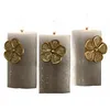 Image de Loberon Olevir Lot de 3 pin’s décoratifs - Finition Brillante doré Vieilli - Déco Florale de Bougies, Or Vieilli