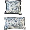 Image de Loberon Lot de 2 Housses de Coussins Miretique, Bleu/Blanc